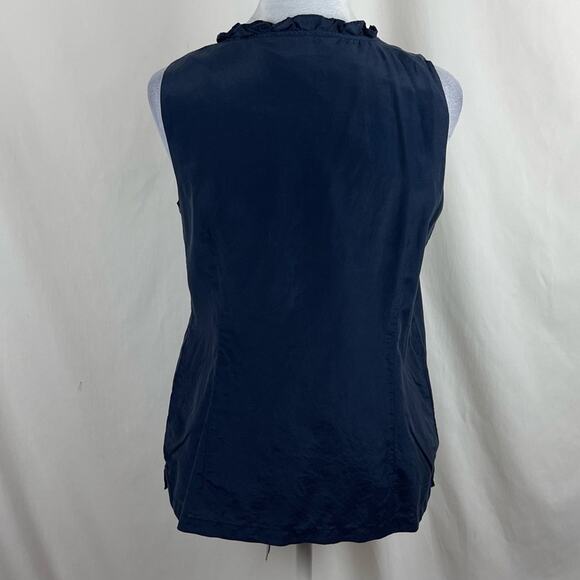 Eddie Bauer Navy Ruffled Academia OfficeCore Feminine Top Size M - Picture 5 of 11
